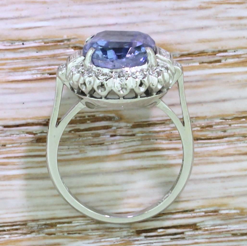 Women's F & F Felger 6.35 Carat Natural Sapphire Diamond Cluster Ring