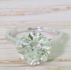 Art Deco 4.12 Carat Old European Cut Diamond Engagement Ring