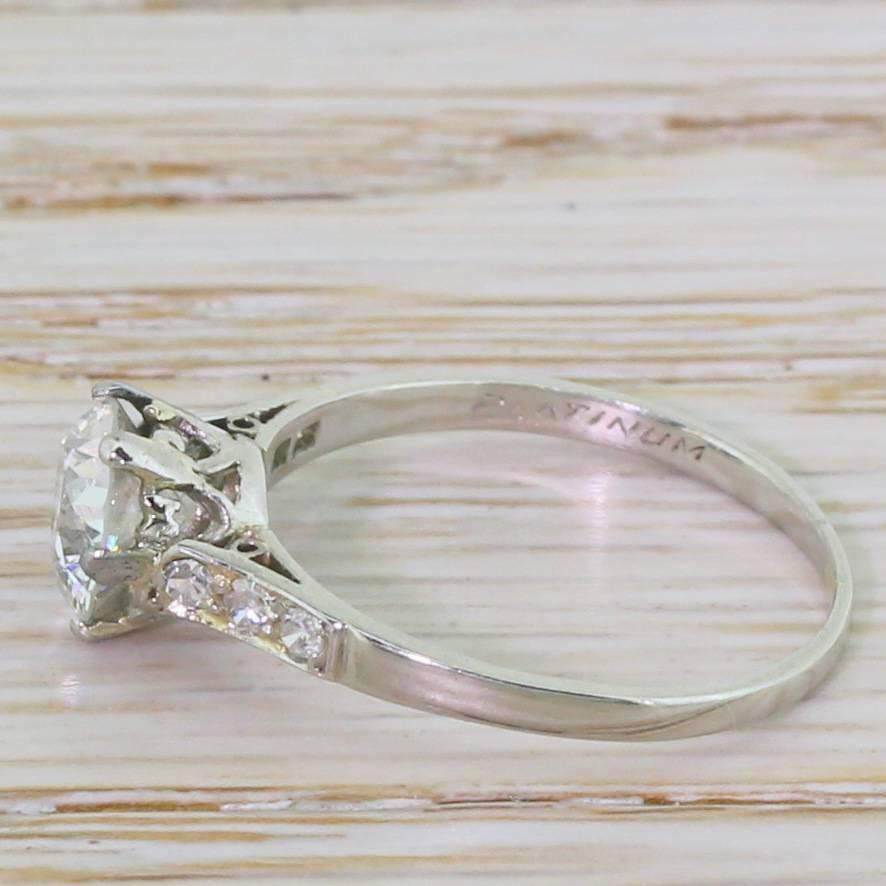 Old European Cut Art Deco 1.02 Carat Old Cut Diamond Platinum Engagement Ring