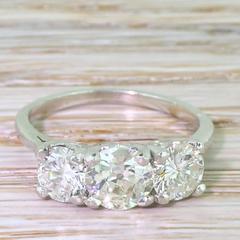Mid-Century 2.14 Carat Old Cut Diamond Trilogy Ring