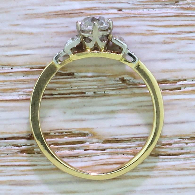 Women's Art Deco 0.77 Carat Old Cut Diamond Engagement Ring