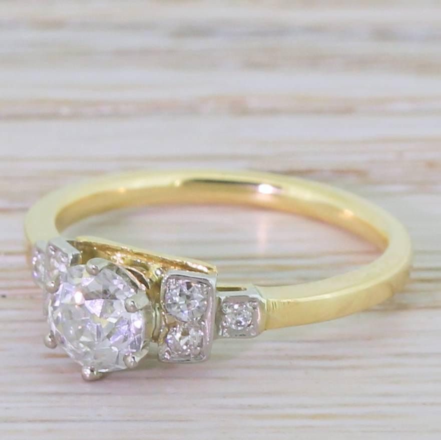 Art Deco 0.77 Carat Old Cut Diamond Engagement Ring 2