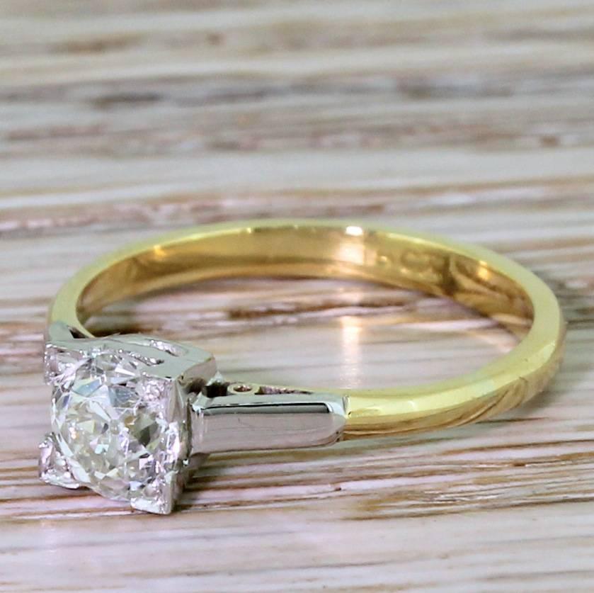 Art Deco 0.68 Carat Old Cut Diamond Engagement Ring For Sale 2