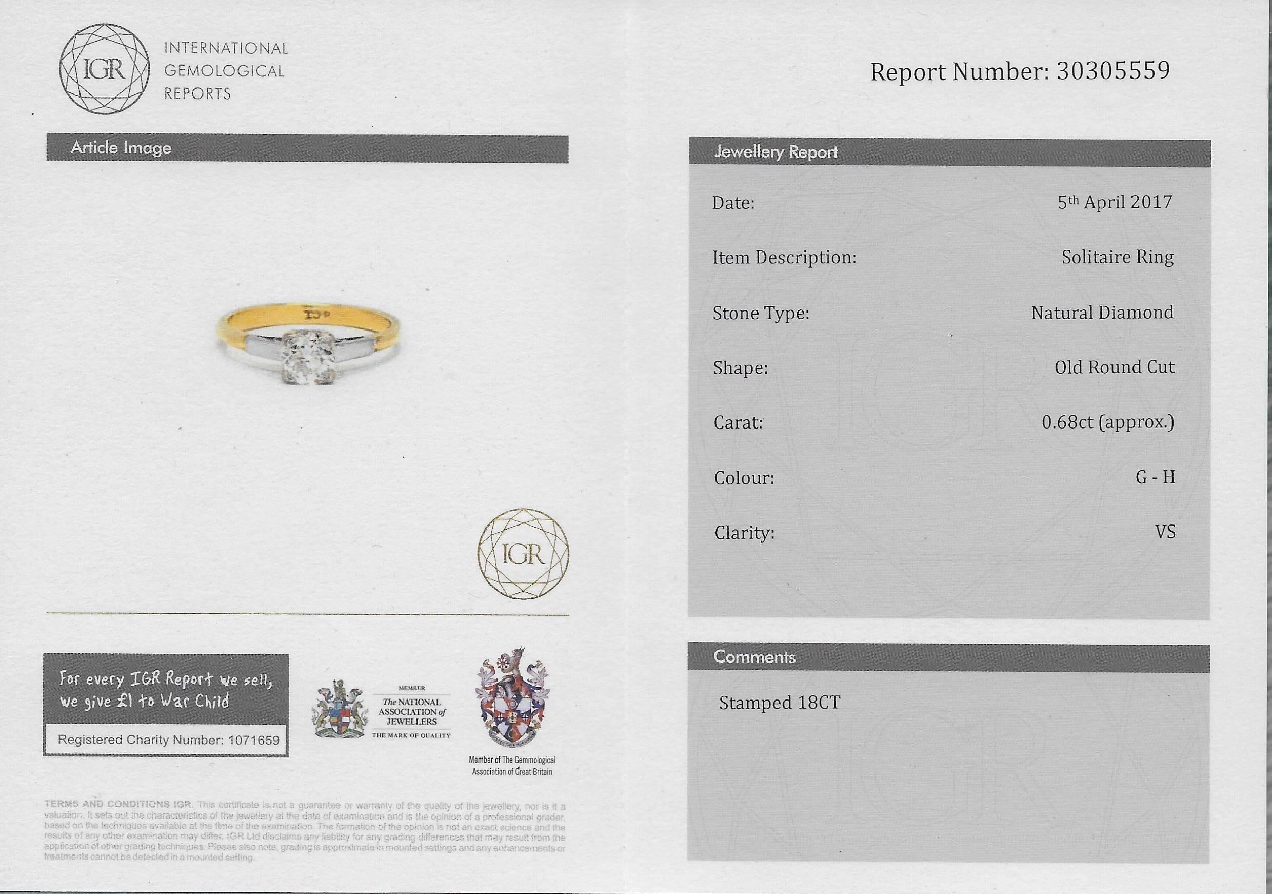 Art Deco 0.68 Carat Old Cut Diamond Engagement Ring For Sale 3