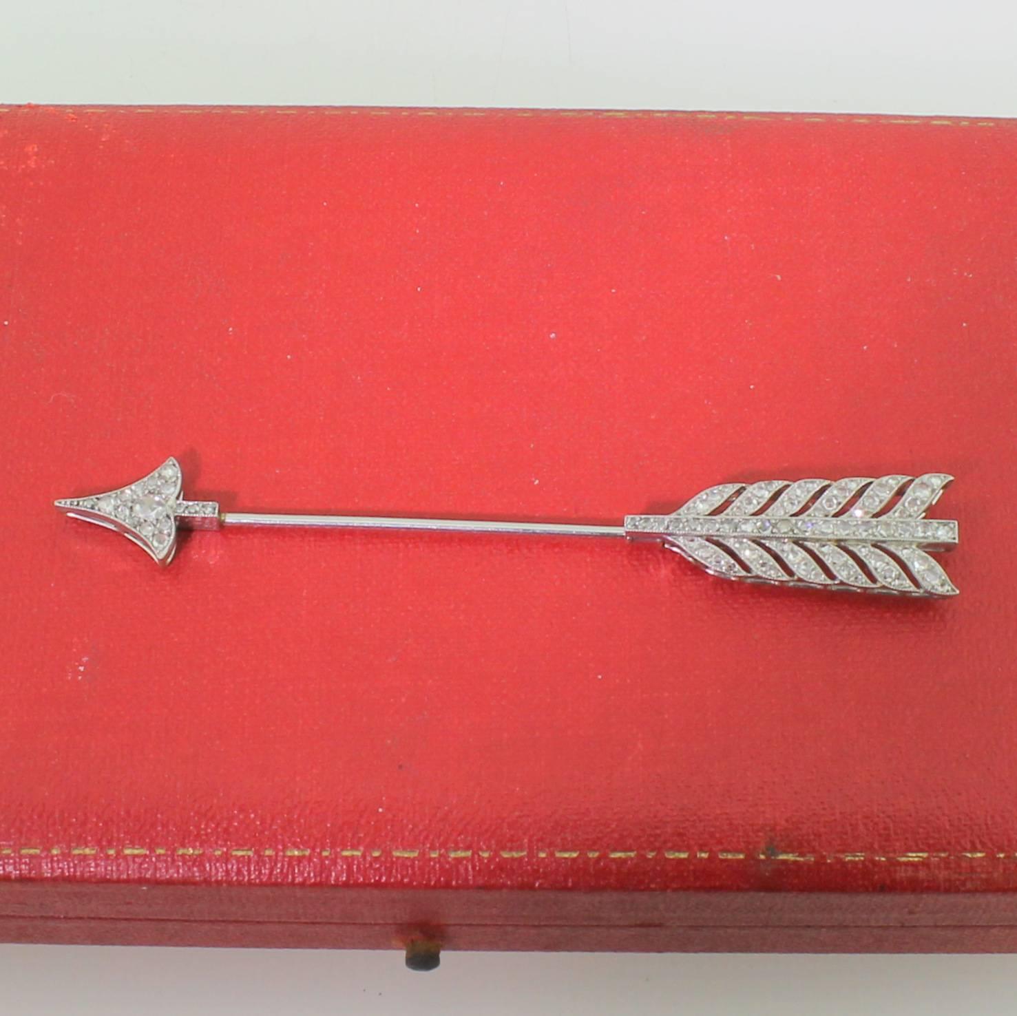 Cartier Belle Époque Rose Cut Diamond Jabot Pin, circa 1910 In Excellent Condition For Sale In Theydon Bois, Essex