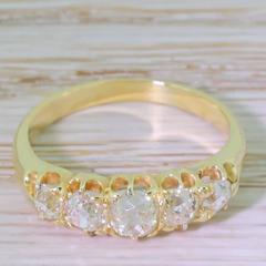 Victorian 1.65 Carat Old Cut Diamond Five-Stone Ring