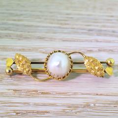 Art Nouveau Natural Saltwater Pearl Pin Brooch