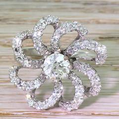 Mid-Century 2.93 Carat Diamond “Flower” Dress Ring