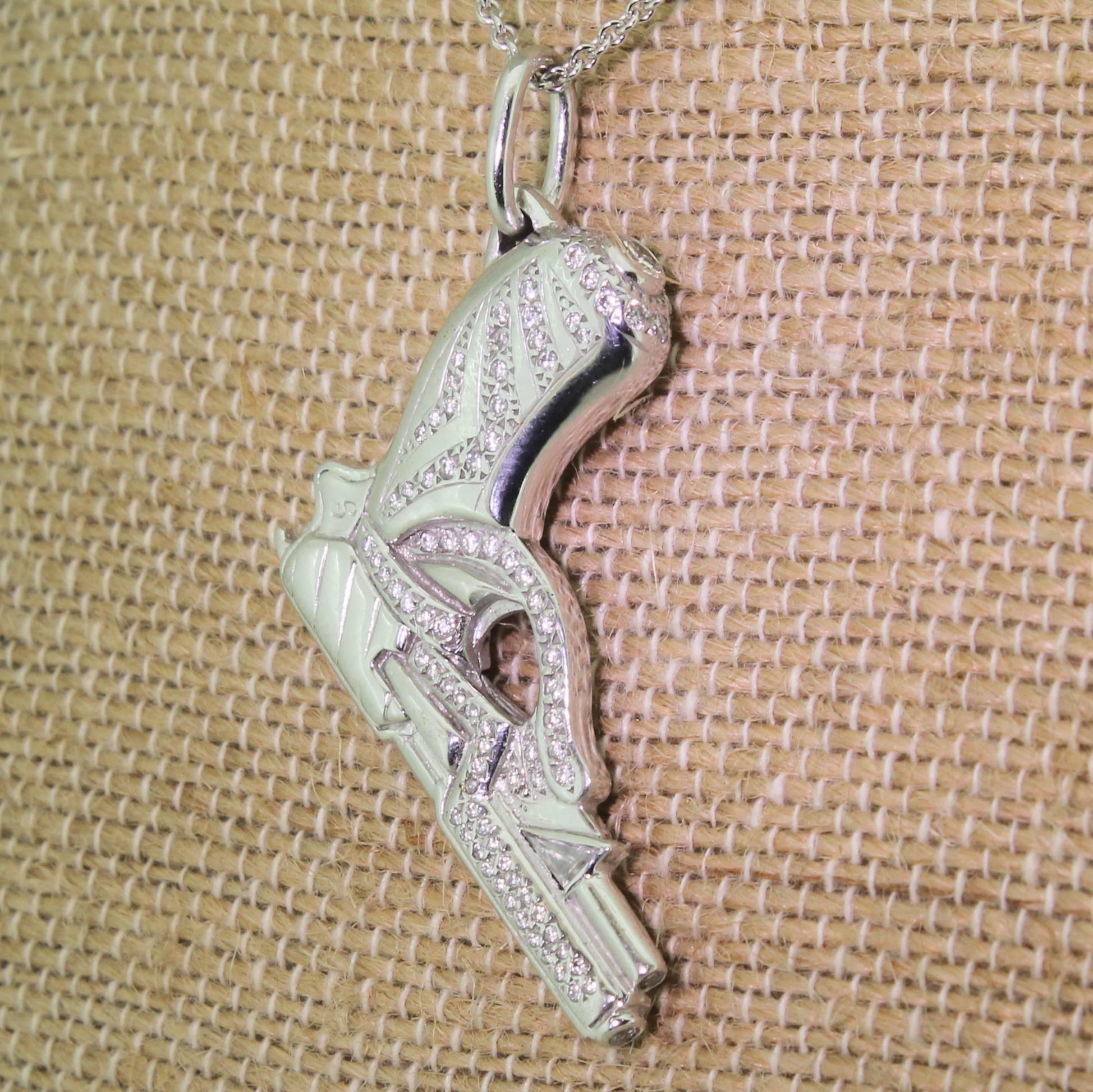 Garrard Diamond Pistol Pendant White Gold For Sale 4