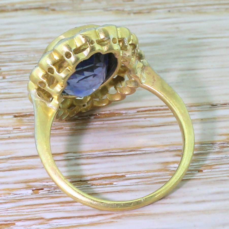 Women's Art Deco 8.51 Carat Natural Ceylon Sapphire and Diamond Ring