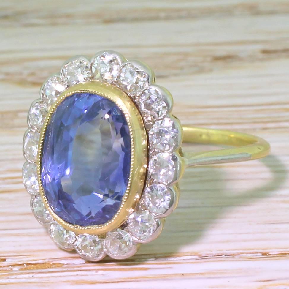 Art Deco 8.51 Carat Natural Ceylon Sapphire and Diamond Ring 2