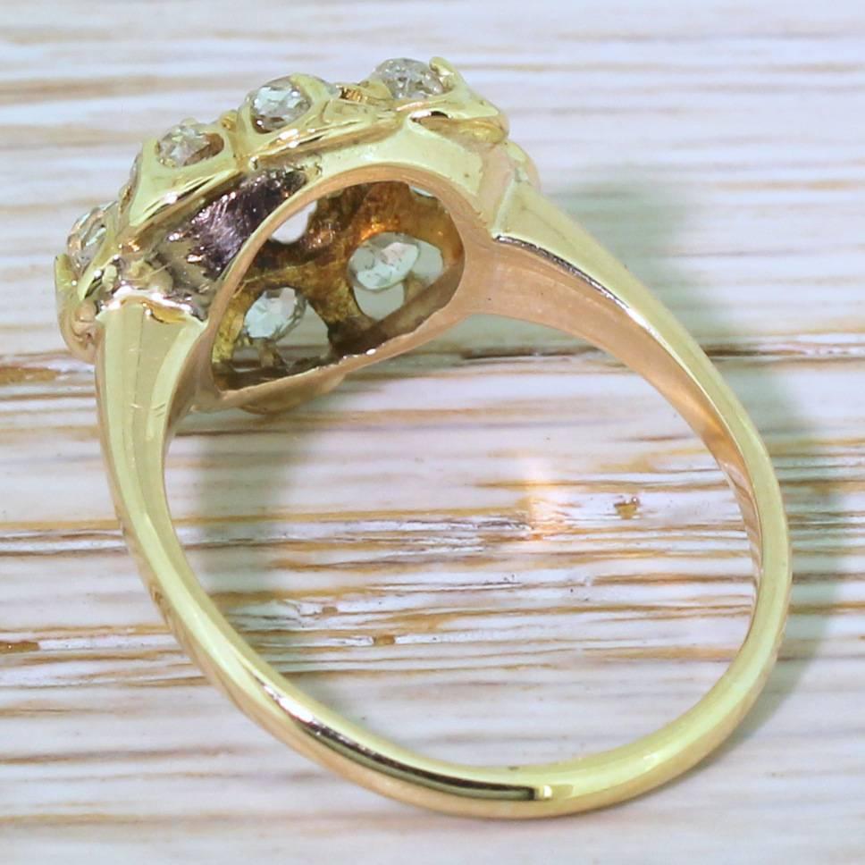 Women's Victorian 1.55 Carat Old Cut Diamond Cluster Ring For Sale