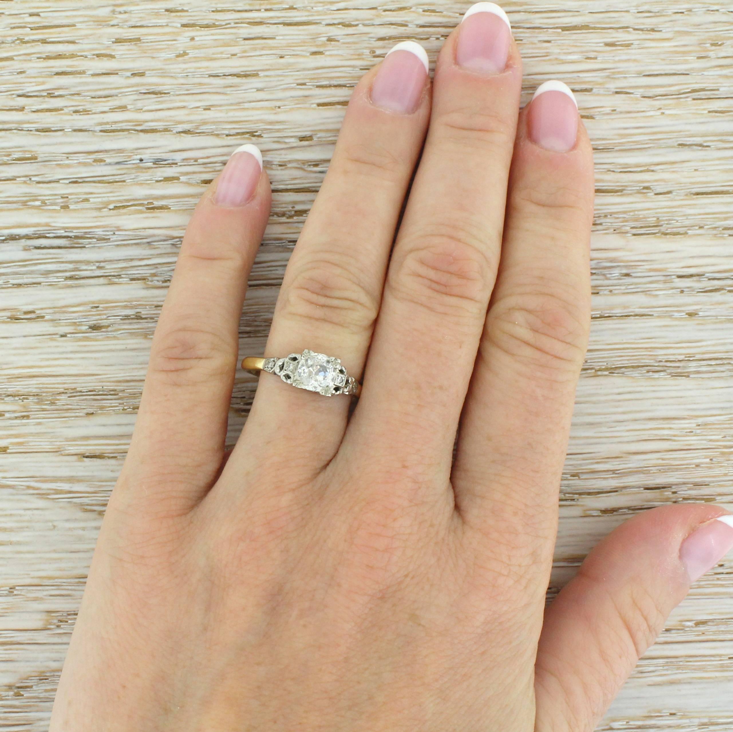 Edwardian 0.66 Carat Old Cut Diamond Engagement Ring 1