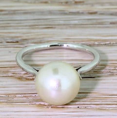 Art Deco Natural Saltwater Pearl Solitaire Ring