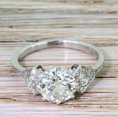Art Deco 1.51 Carat Old European Cut Diamond Engagement Ring