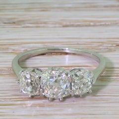 Art Deco 2.34 Carat Old Cut Diamond Trilogy Ring, circa 1940