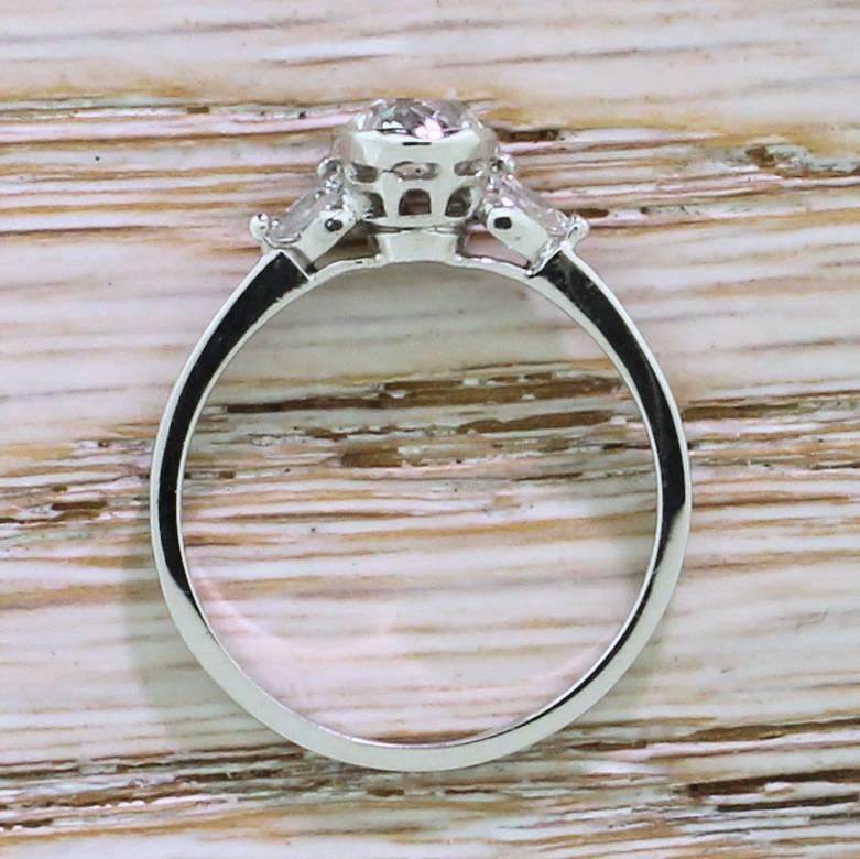 Women's Midcentury 0.78 Carat Old Cut Diamond Engagement Ring, French, circa 1950