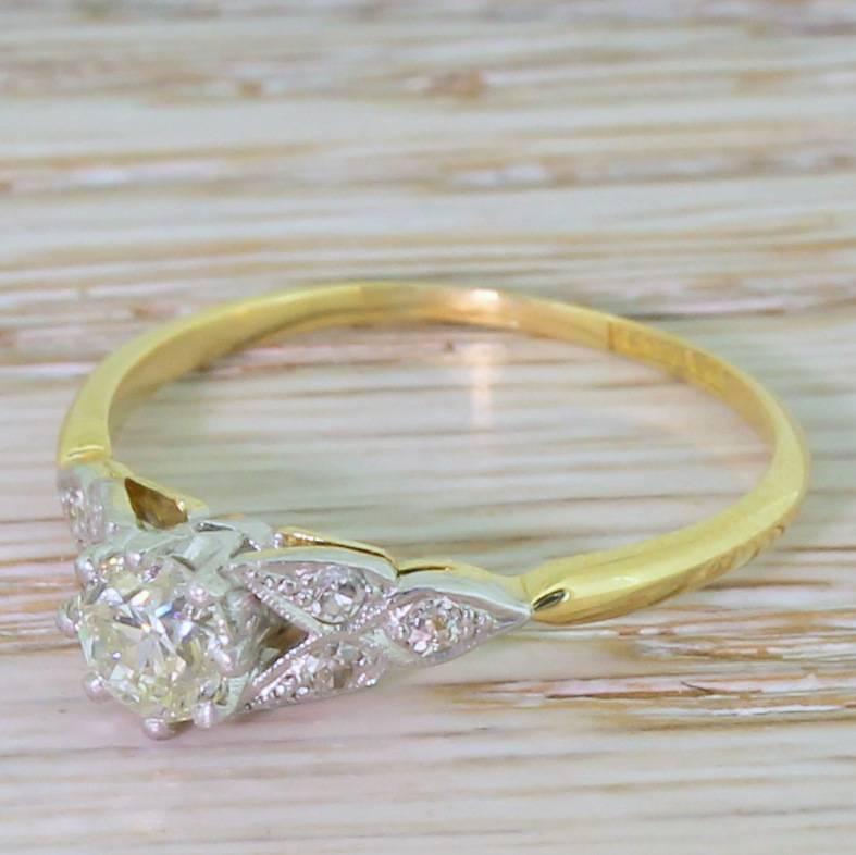 Art Deco 0.53 Carat Old Cut Diamond Engagement Ring For Sale 2