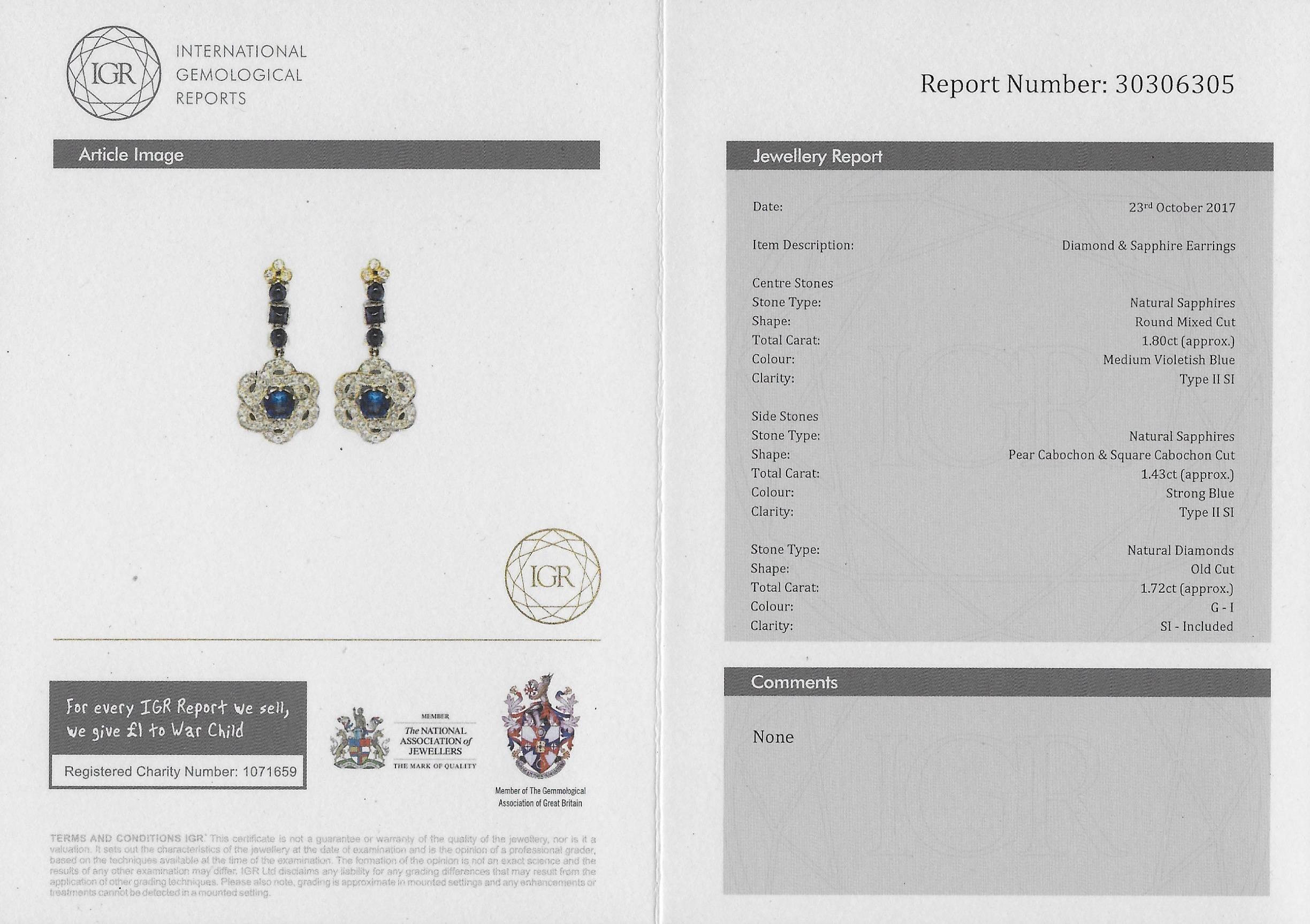 Sapphire Diamond Gold Platinum Lotus Drop Earrings For Sale 3