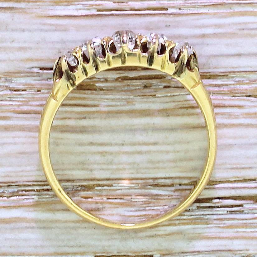 Women's Victorian 0.80 Carat Old Cut Diamond Gold Five Stone Ring