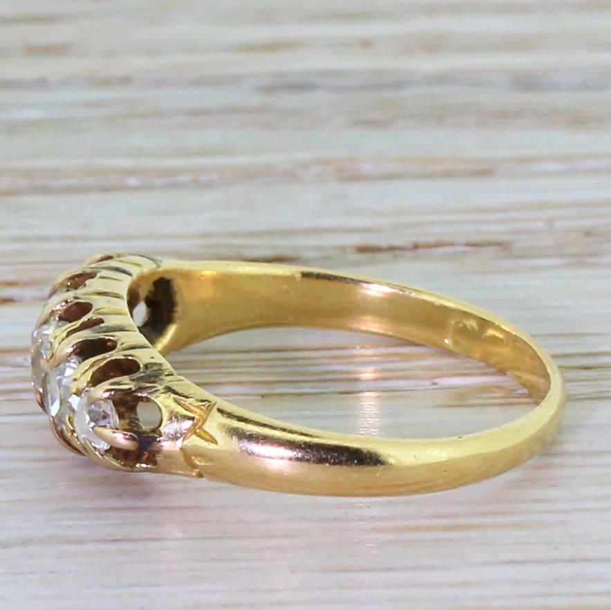 Victorian 0.80 Carat Old Cut Diamond Gold Five Stone Ring In Good Condition In Theydon Bois, Essex
