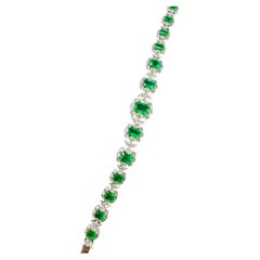 Colombian Emerald And Diamond Bracelet In 18 Karat White Gold.