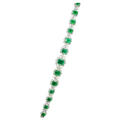 Colombian Emerald And Diamond Bracelet In 18 Karat White Gold.