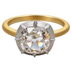 Old Mine Cut Diamond Engagement Ring In 18 K Gold and Platinum, GIA Certified.