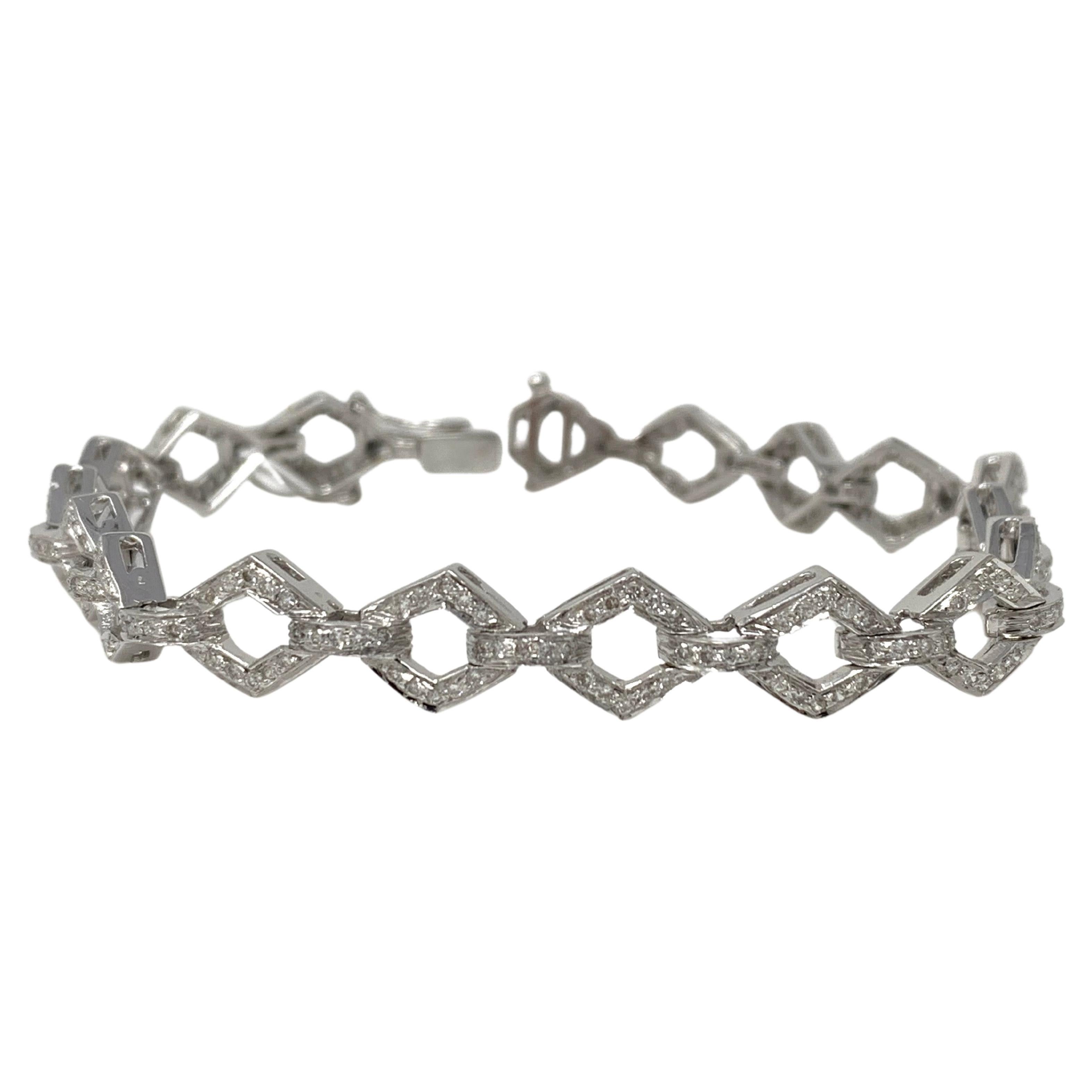 Bracelet en or blanc 18 carats avec diamants ronds et brillants en vente