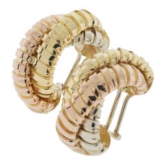 Carlo Weingrill Rolling Earrings in Tri-Color Gold Clip-On Style