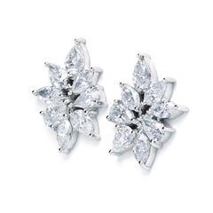 Pear and Marquise Diamond Cluster Earrings 7.79 Carat Total Weight