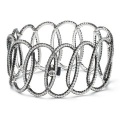 Bracelet à 3 rangées de grands diamants ovales imbriqués entrecroisés et pavés