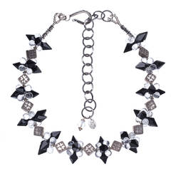 Crystal Quartz Onyx Sterling Silver Necklace 12