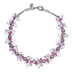 Crystal Quartz Pink Topaz Ruby Sterling Silver Necklace 6