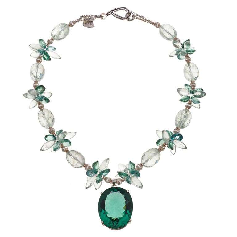 103 Carat Green Amethyst Pendant Green Amethyst Green Topaz Necklace For Sale