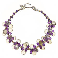 Lemon Quartz Amethyst Sterling Silver Gold Necklace 1