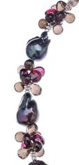 Deborah Liebman Black Pearls Garnet Smoky Quartz Sterling Sliver Necklace