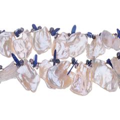 Deborah Liebman Multi-Strand White Pearl Lapis Necklace