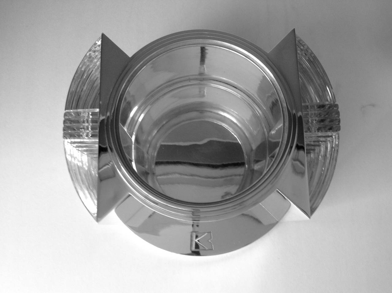 Jean E. Puiforcat Exceptional Modernistic Silver and Glass Centerpiece 3