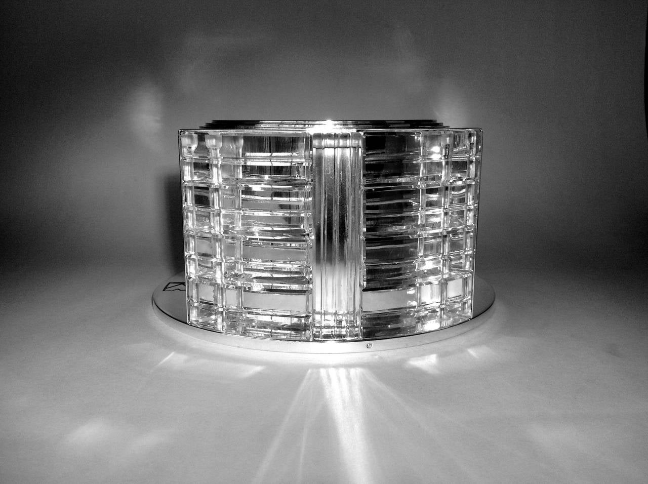 French Jean E. Puiforcat Exceptional Modernistic Silver and Glass Centerpiece