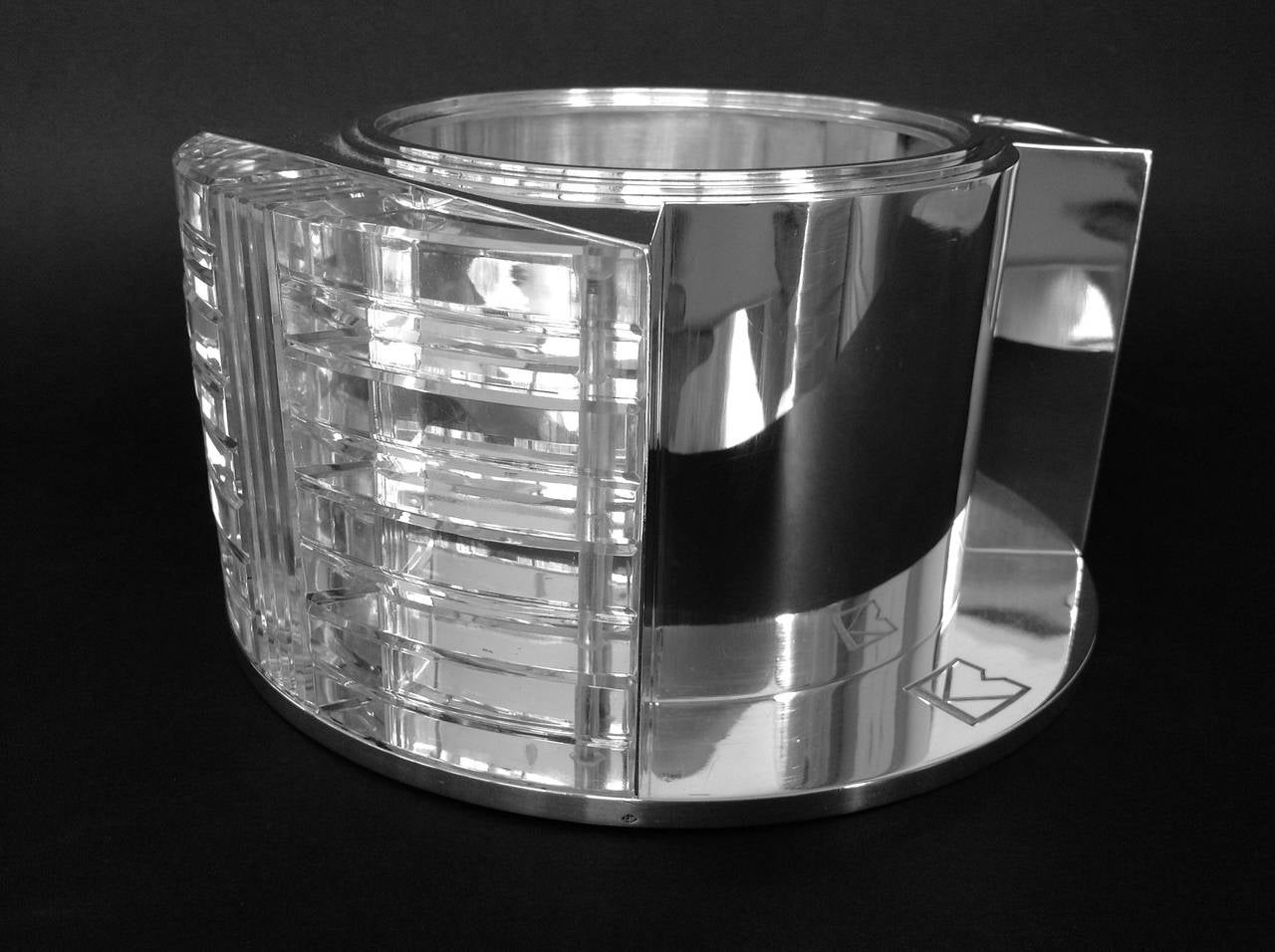 Mid-20th Century Jean E. Puiforcat Exceptional Modernistic Silver and Glass Centerpiece