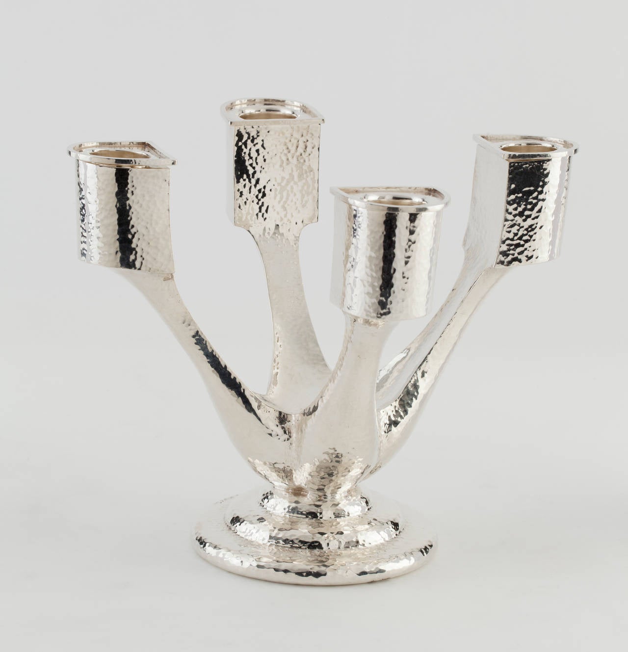 Art Deco Raymond Ruys Hammered Silver Candelabra, Antwerp, 1930 For Sale