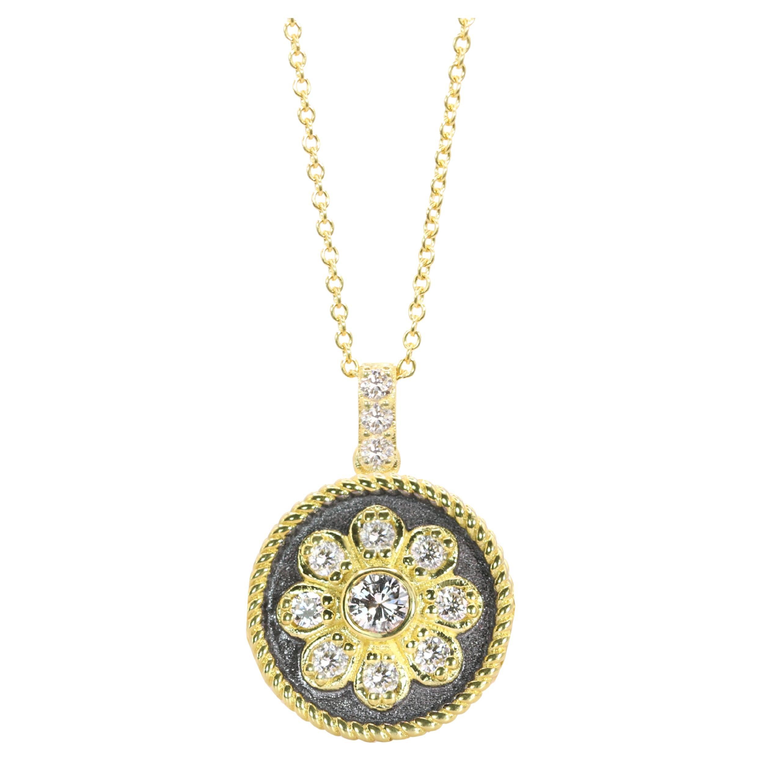 Georgios Collections Pendentif en or jaune 18 carats avec diamants et rhodium noir en vente