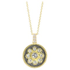 Colgante de Diamantes de Oro Amarillo de 18 Kilates con Rodio Negro Georgios Collections
