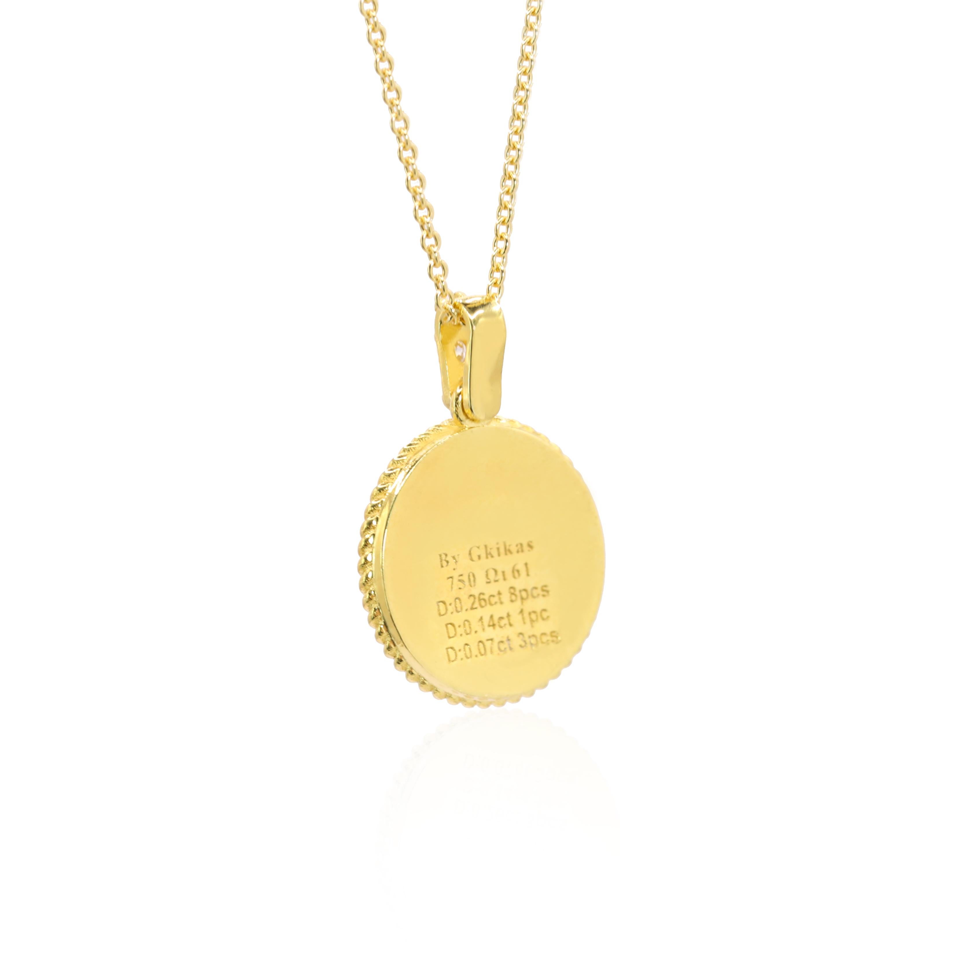 Byzantin Georgios Collections Pendentif en or jaune 18 carats avec diamants et rhodium noir en vente