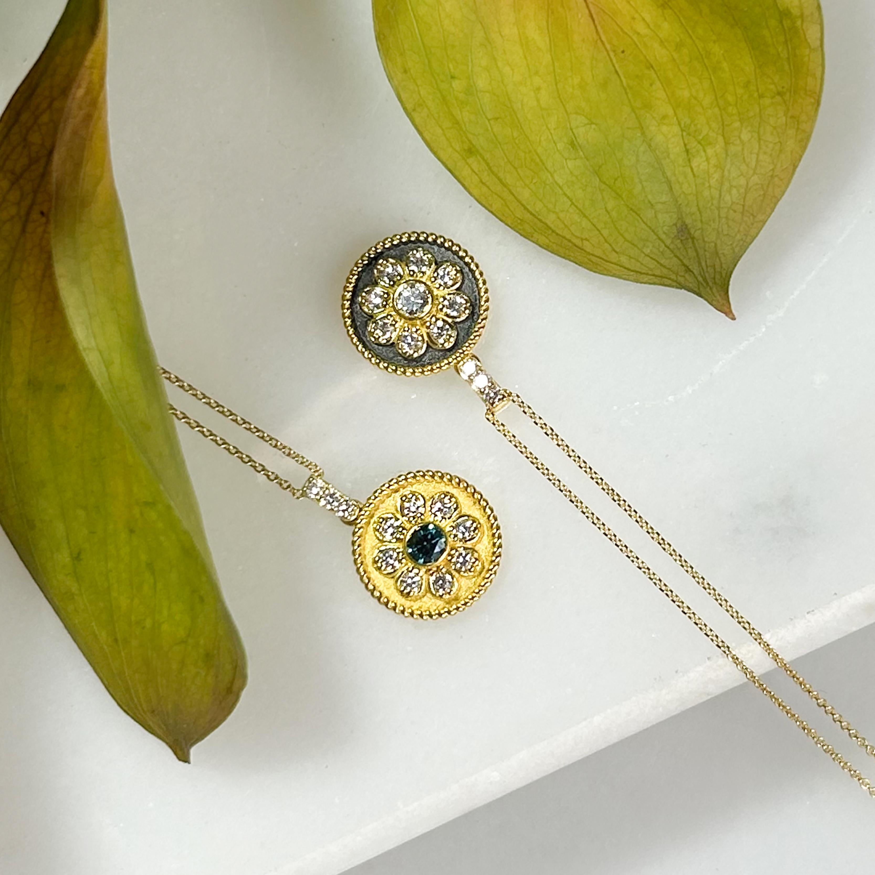 Georgios Collections Pendentif en or jaune 18 carats avec diamants et rhodium noir Neuf - En vente à Astoria, NY