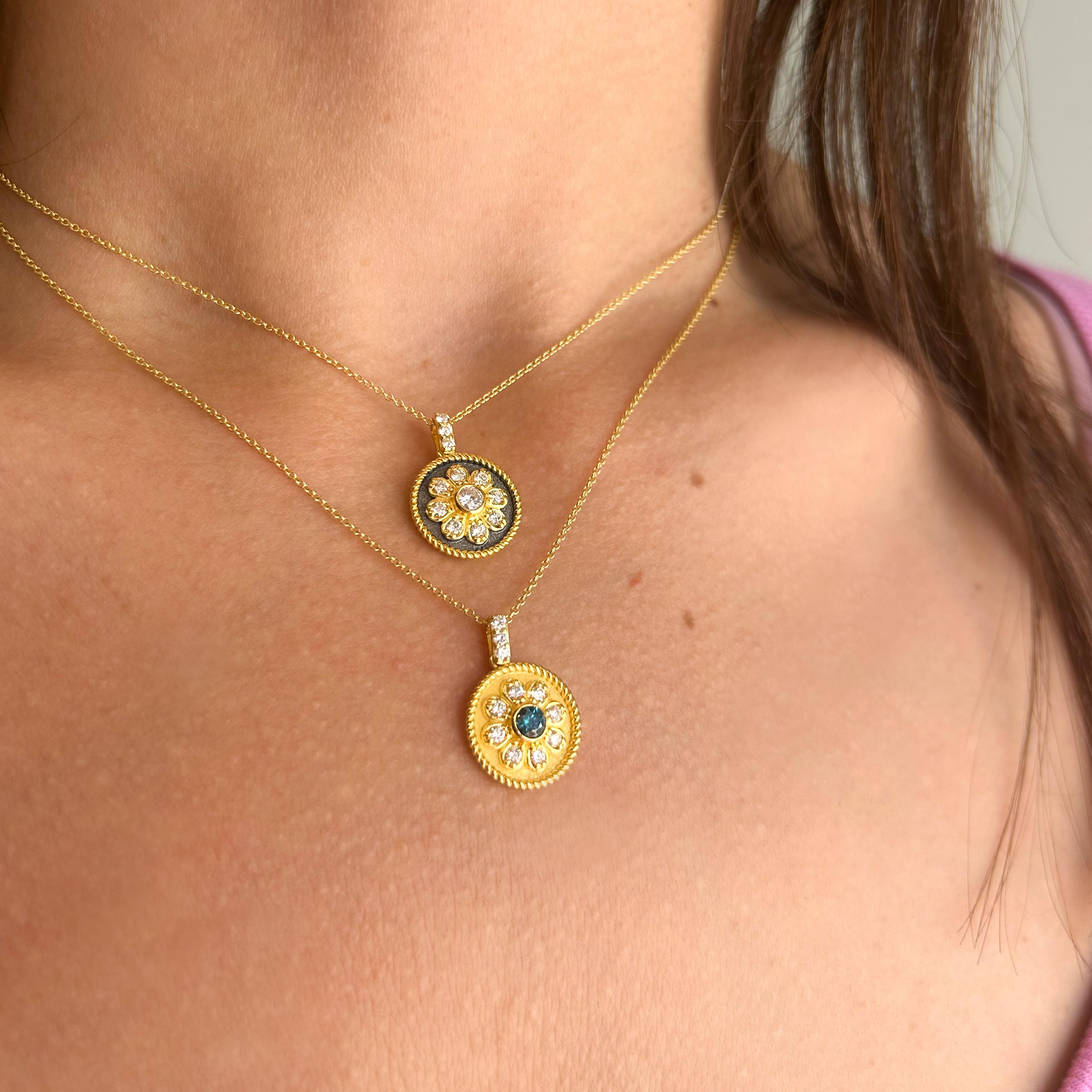 Georgios Collections Pendentif en or jaune 18 carats avec diamants et rhodium noir en vente 4