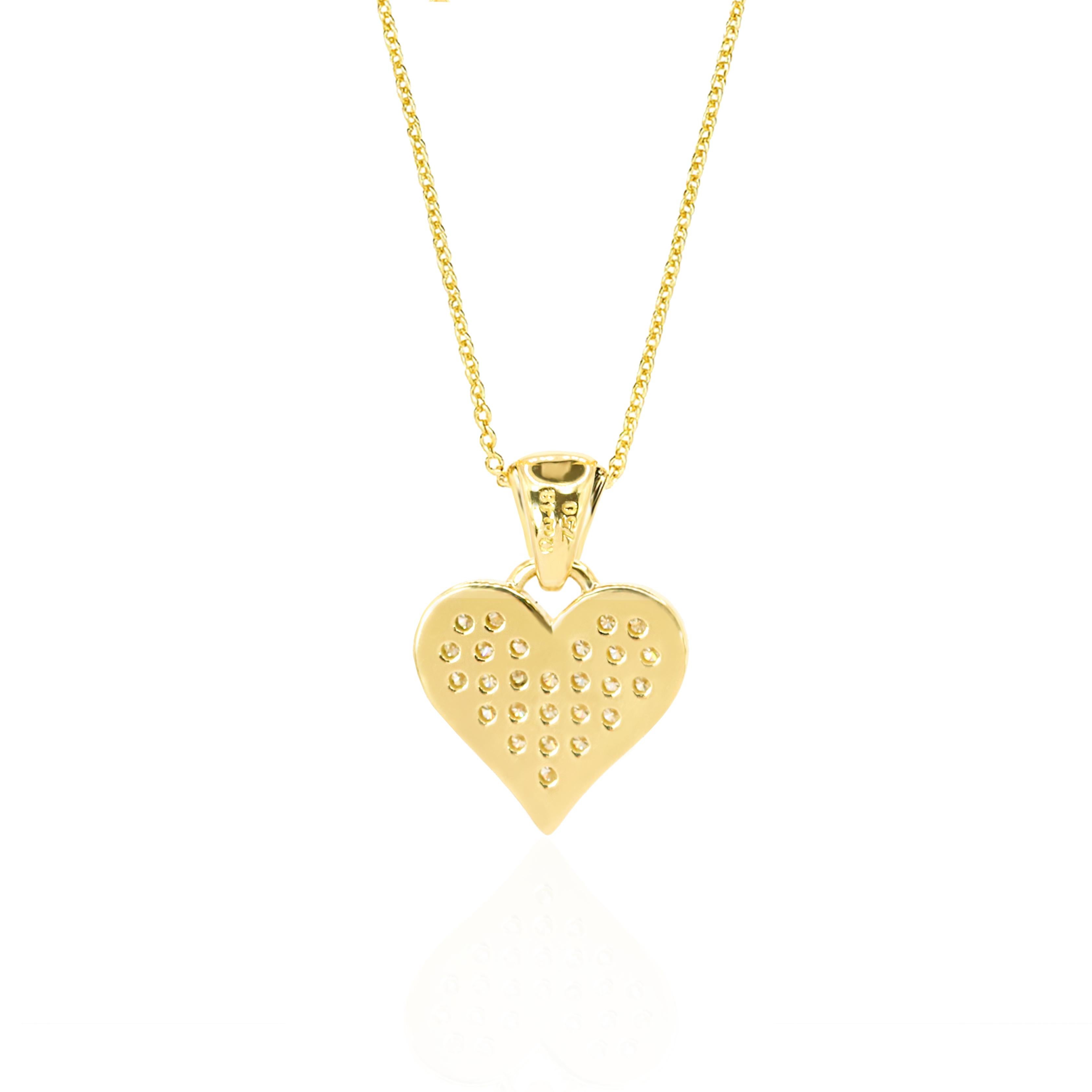 Taille brillant Collier à pendentif cœur en or jaune 18 carats avec diamants Georgios Collections en vente