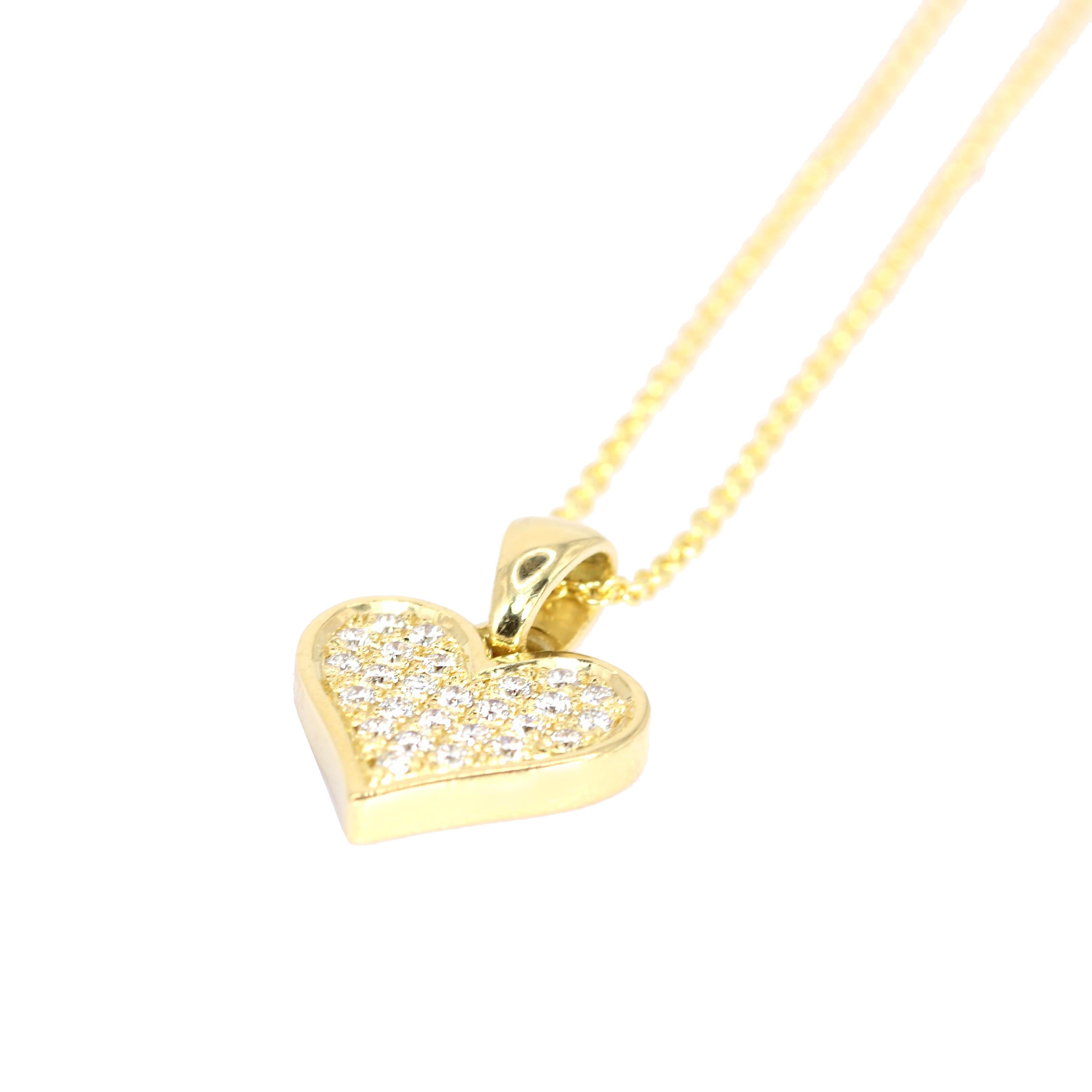 Contemporain Collier à pendentif cœur en or jaune 18 carats avec diamants Georgios Collections en vente