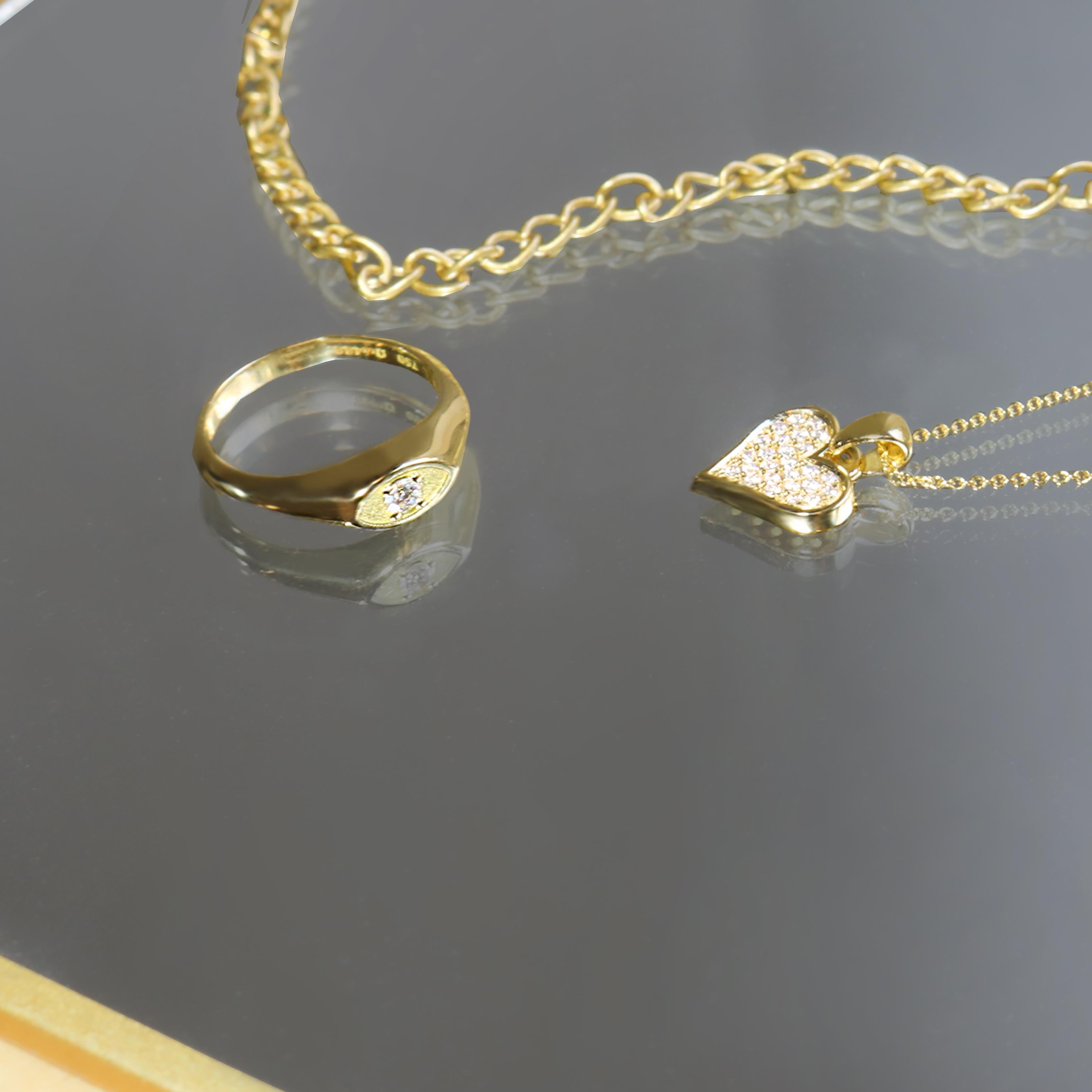 Collier à pendentif cœur en or jaune 18 carats avec diamants Georgios Collections Neuf - En vente à Astoria, NY